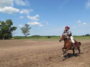 A gaucho galloping during la
